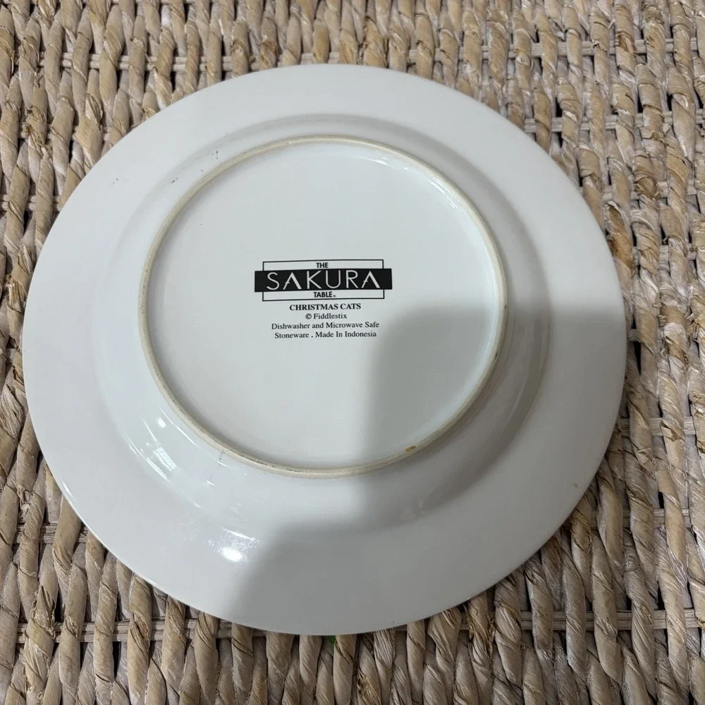 Sakura Christmas cat fiddlestix Salad Dessert plate Orange Tabby 8